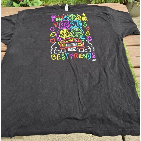 All Elite Crate Best Friends Black T Shirt 3XL  AEW Orange Cassidy Neon Colors - Picture 3 of 9